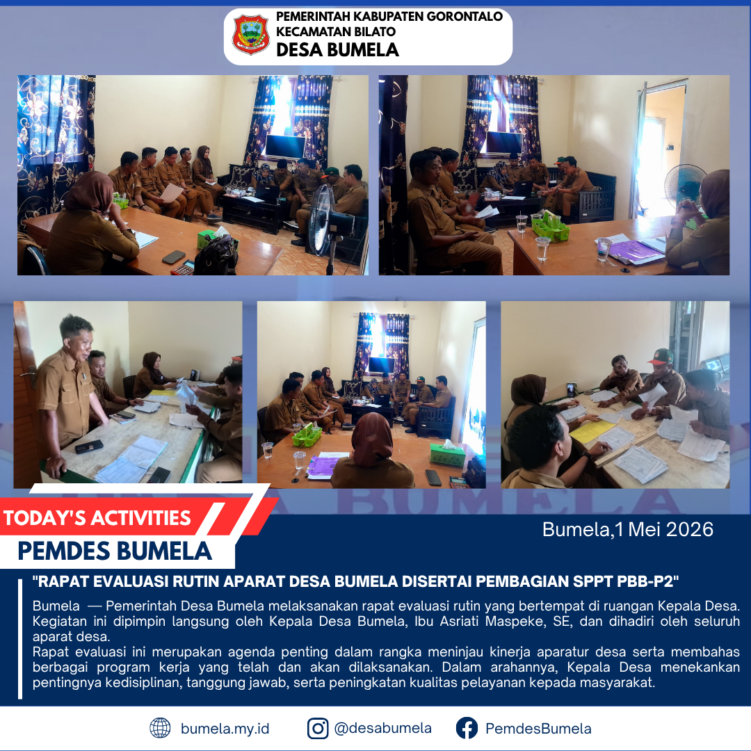 Rapat Evaluasi Rutin Aparat Desa Bumela Disertai Pembagian SPPT PBB-P2